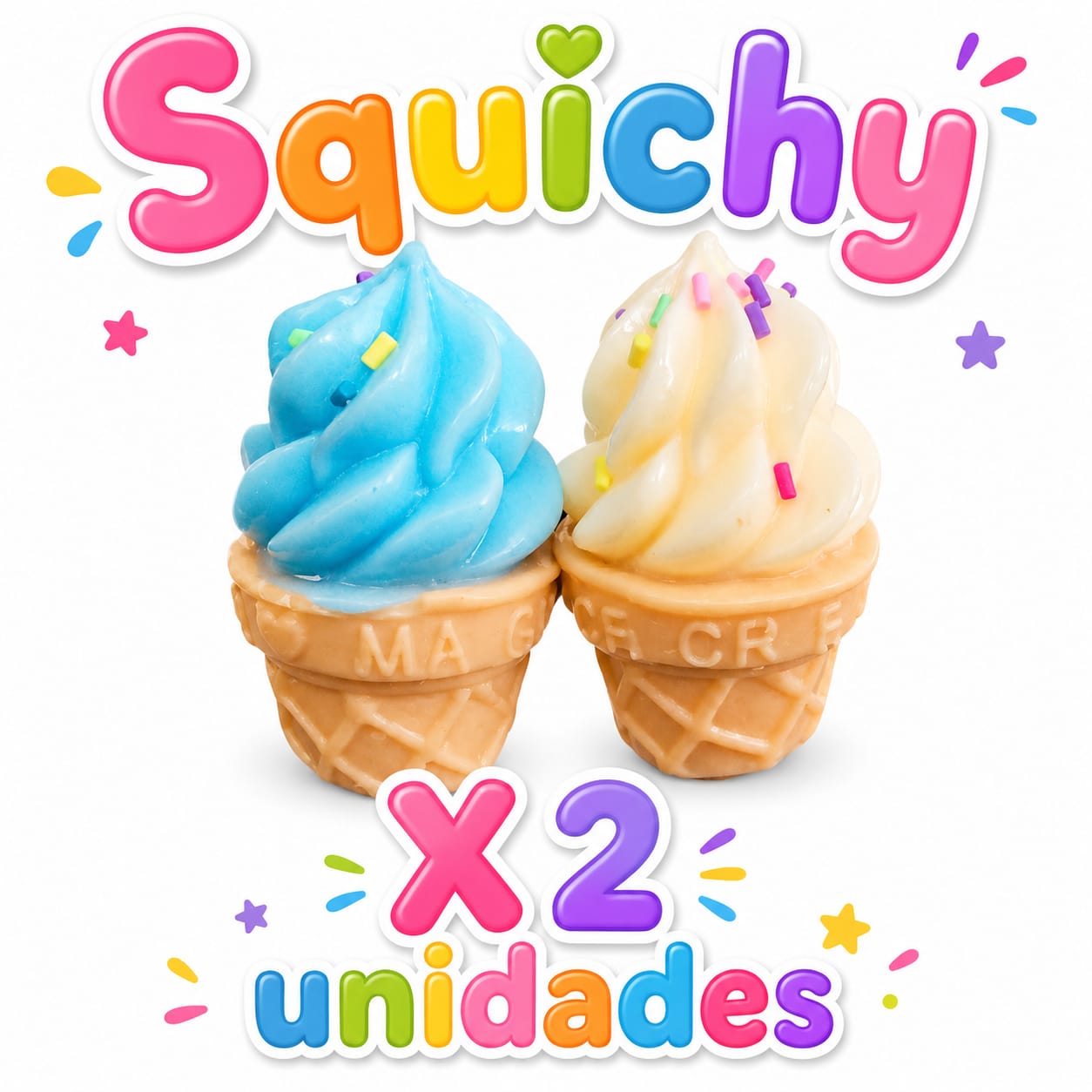 Set X2 Squishies Antiestrés Helados Suaves Apretable para Niños